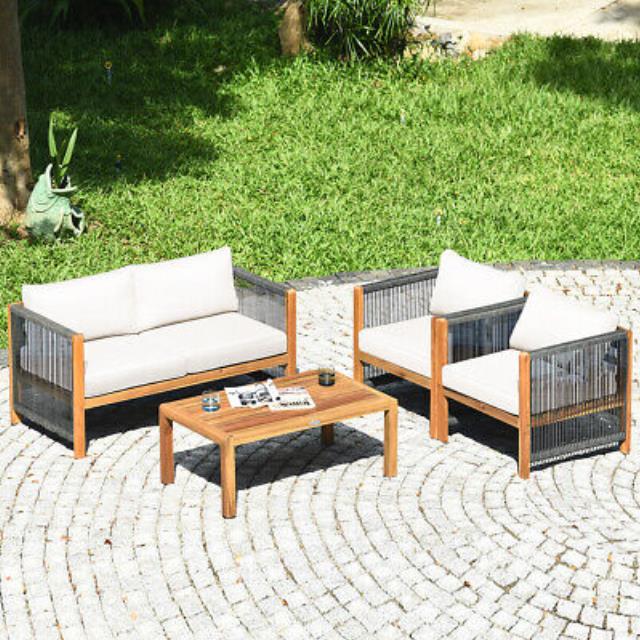 Where to find Patio Joy Rope Wood Patio Armchair in Fresno